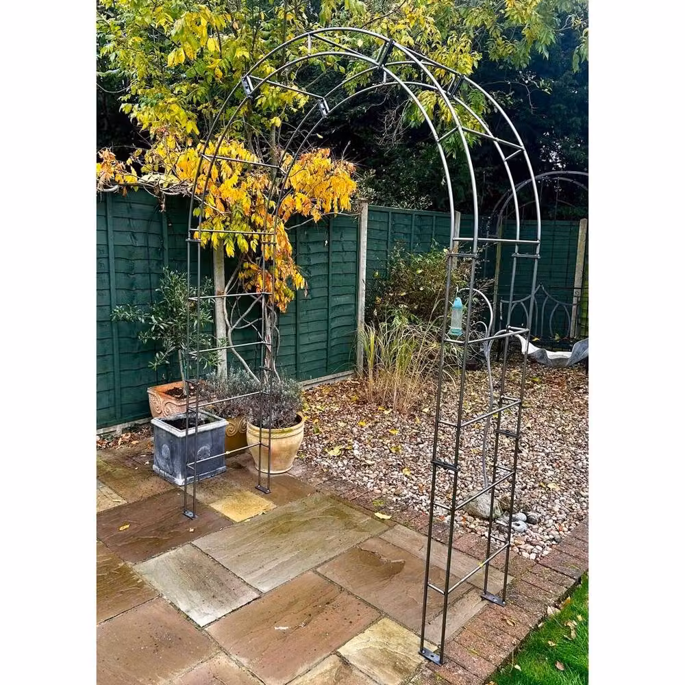 Poppyforge Paris Arch Climbing Frame in Black with Ground Spikes, W/D/H: 53 x 175 x 242 cm – 2
