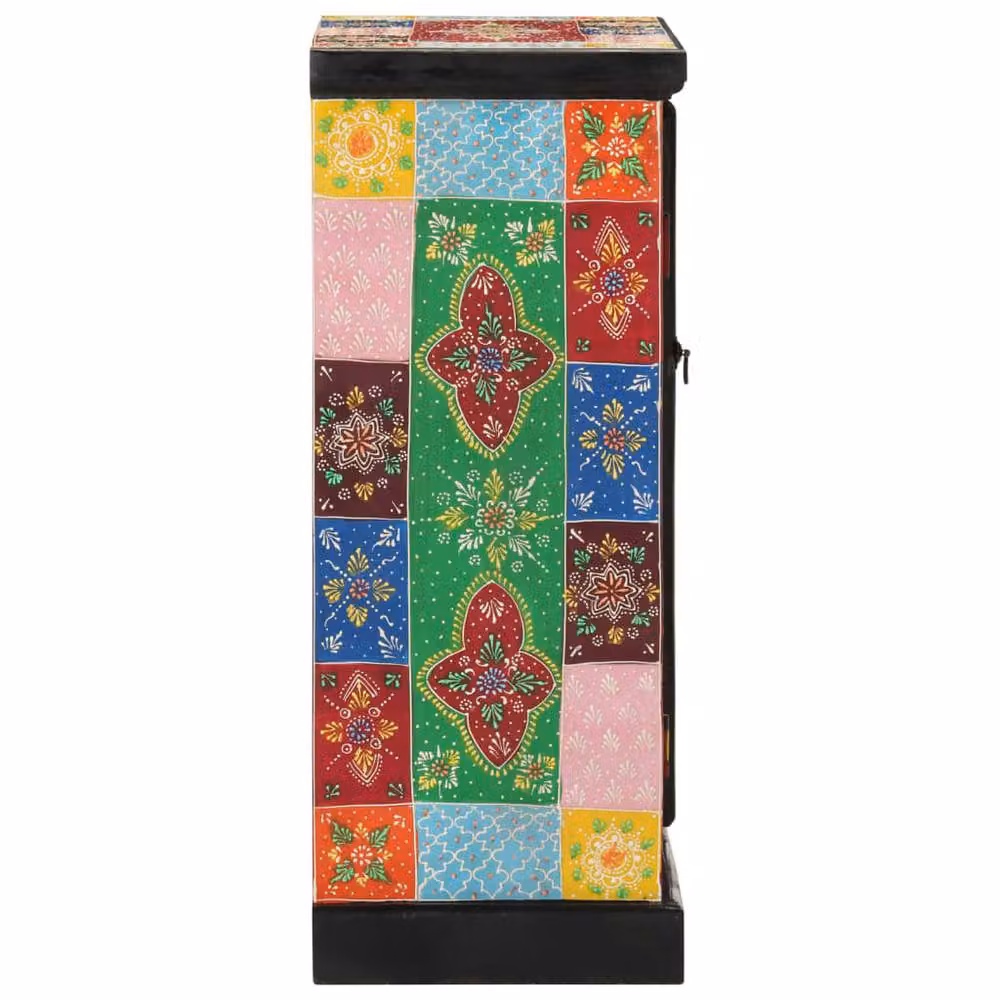 Berkfield Home Hand Painted Mango Wood Sideboard with Doors, Multicolour, W/D/H: 53 x 30 x 75 cm – 3
