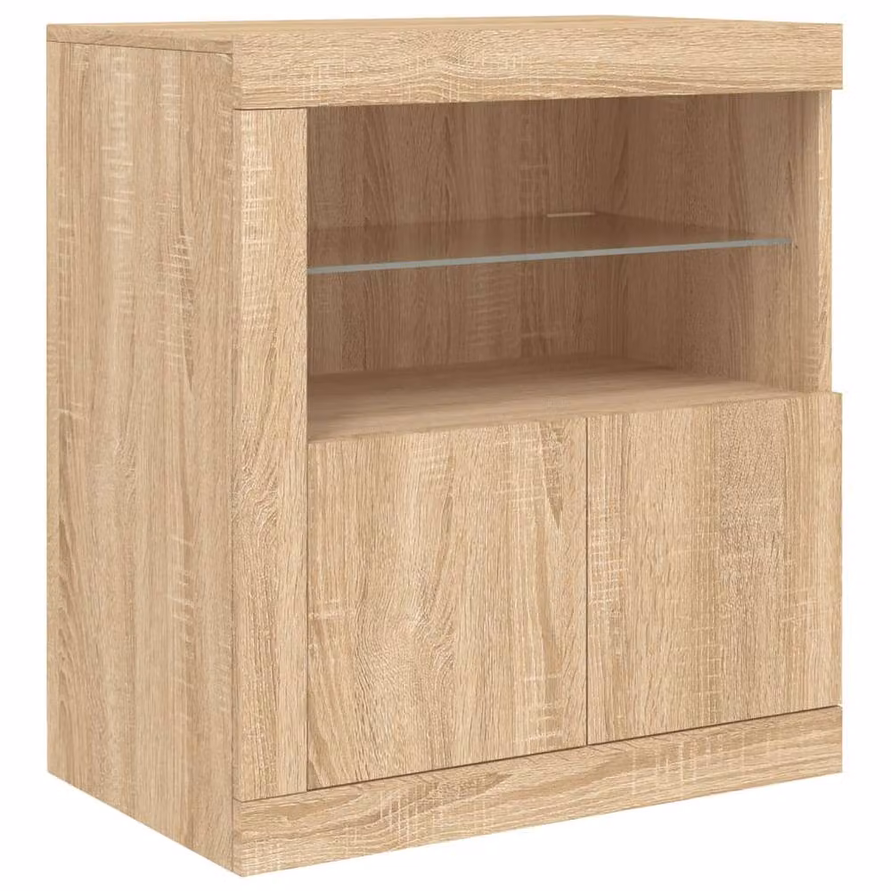 Berkfield Home Modern Sideboard with Integrated LED Lights in Sonoma Oak Brown, W: 283 cm, D: 37 cm, H: 67 cm – 4