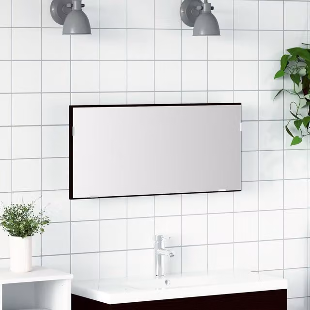 Berkfield Home Modern Black Oak Bathroom Mirror Cabinet with Integrated LED Lighting W: 80 cm, D: 37 cm – 1