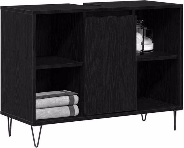 Berkfield Home Black Oak MDF Bathroom Vanity Unit – 1