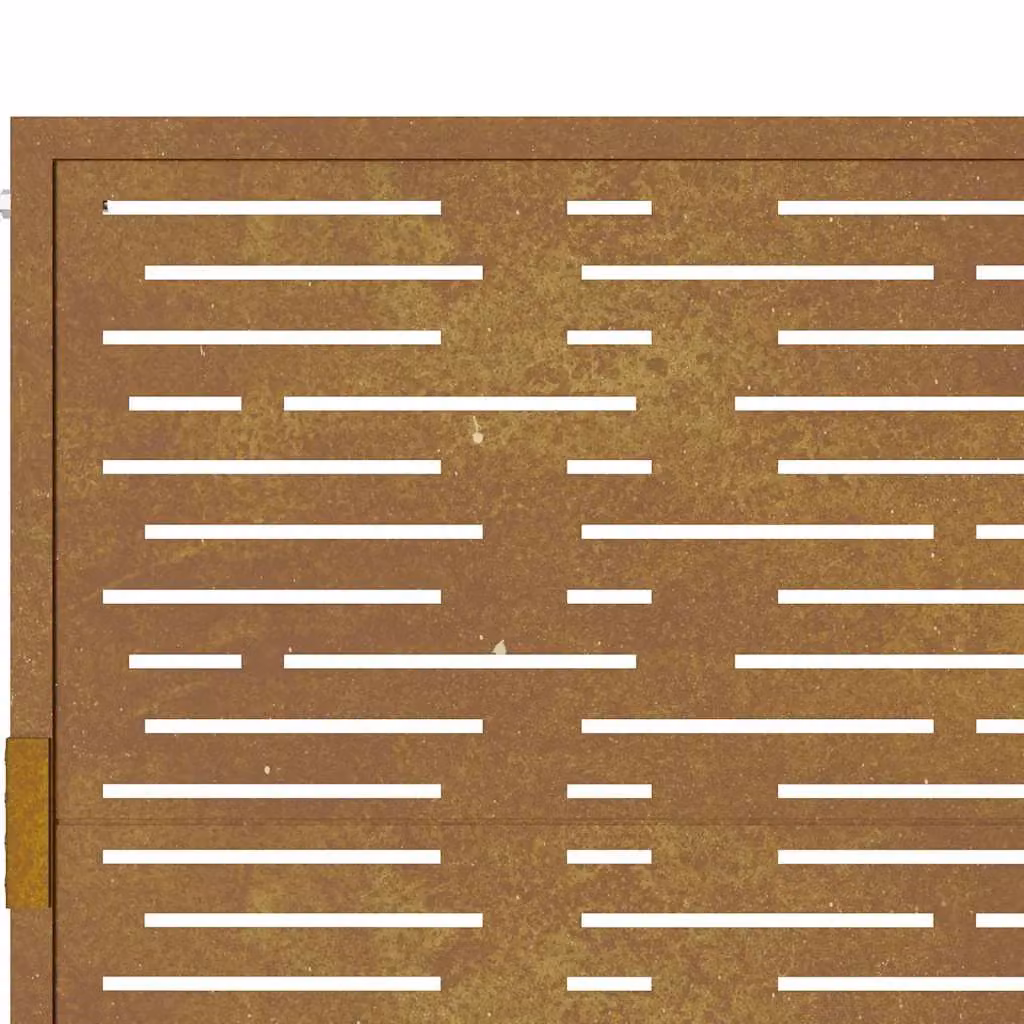Berkfield Home Garden Gate in Brown Corten Steel with Square Design, W: 105 cm, H: 130 cm – 3