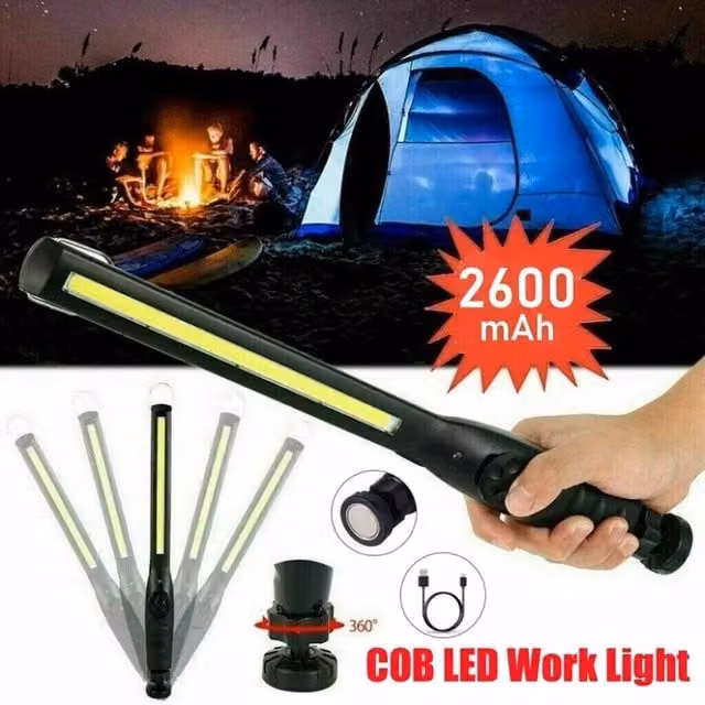 SPETLEK Rechargeable Cordless COB LED Work Light with Magnetic Base in Black