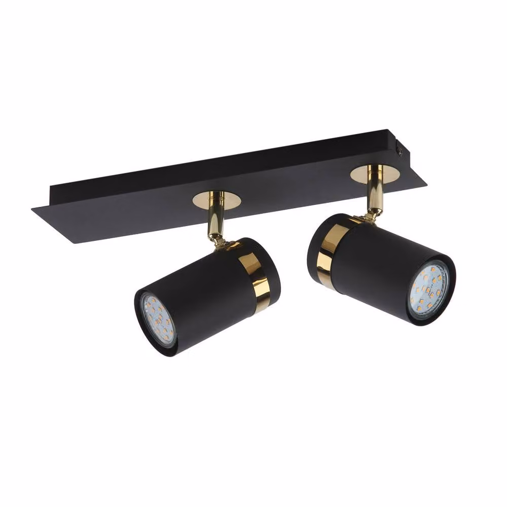 Netlighting Verano Twin Ceiling Spotlight in Matt Black, Gold/Brass or Chrome with 2x GU10 Sockets – 2