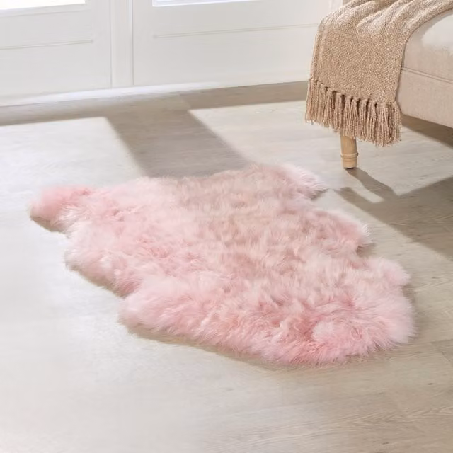 Native Natural Organic Pink Genuine Sheepskin Rug XXL