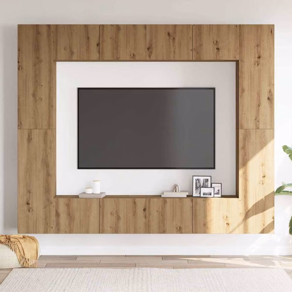 Berkfield Home Artisan Oak Wall Mounted TV Cabinet Doors, 8 Piece Set in Brown Matt Engineered Wood – 2