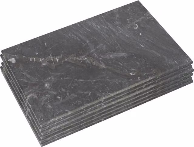 Argon Tableware Set of 6 Non-Slip Marble Rectangle Placemats in Black, W: 40 cm, D: 30 cm