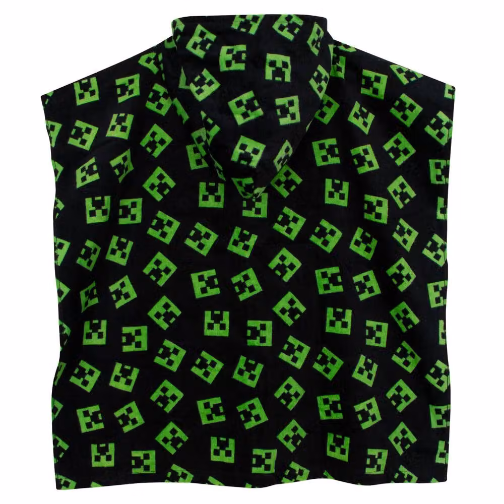 Minecraft Hooded Poncho Towel for Kids in Black and Green – 11