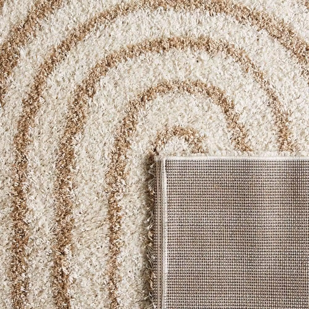 sweeek Shaggy Indoor Rug with Rainbow Geometric Patterns in Beige and Multicolour, W: 80 cm, L: 140 cm – 3