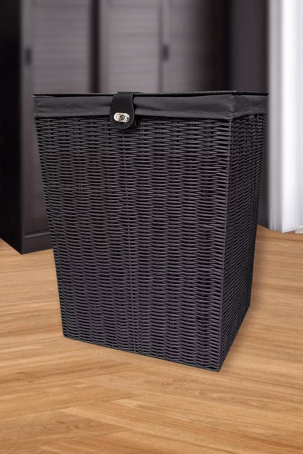 Arpan Resin Laundry Clothes Basket with Lid and Removable Lining, Black – 2