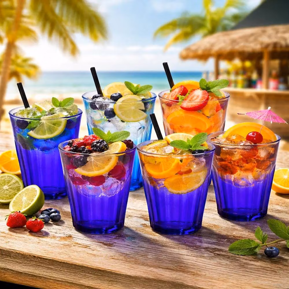 Duralex Set of 6 Blue Glass Tumblers, 250ml each – 4