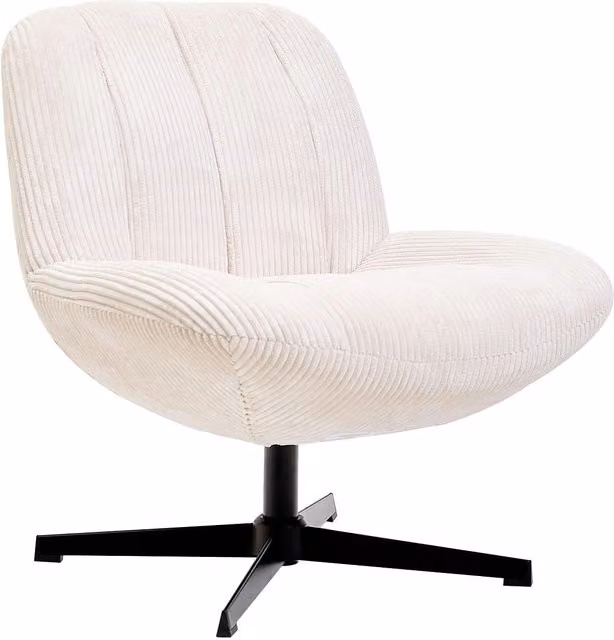 Nordlys Scandinavian Design Swivel Armchair in Beige with Metal Frame and Fabric Upholstery