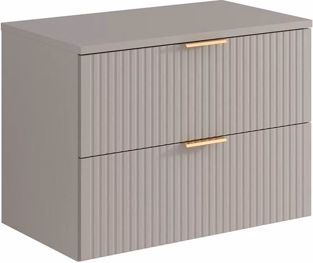 Vente-unique Zevara Striped Floating Vanity Unit with Shelf, Beige, W: 80 cm, D: 46 cm, H: 35 cm – 1