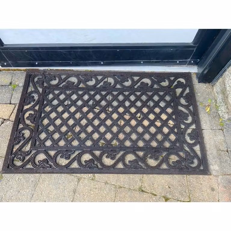 SPETLEK Stylish Type 2 Round Door and Floor Mat, Black, Diameter: 100 cm