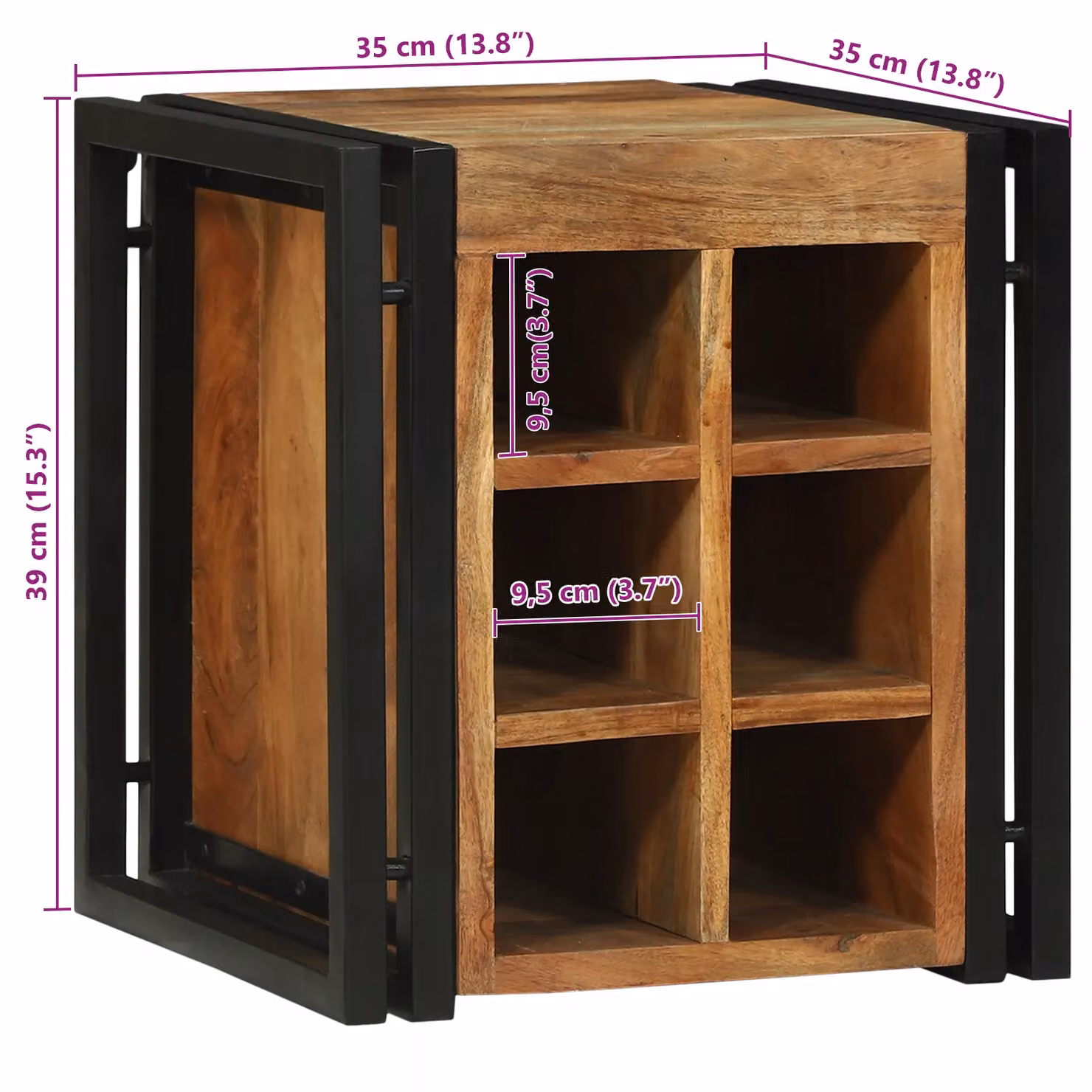 Berkfield Home Minimalist Acacia Wood Wine Rack, Brown, W/D/H: 34.5 x 35 x 39 cm – 4