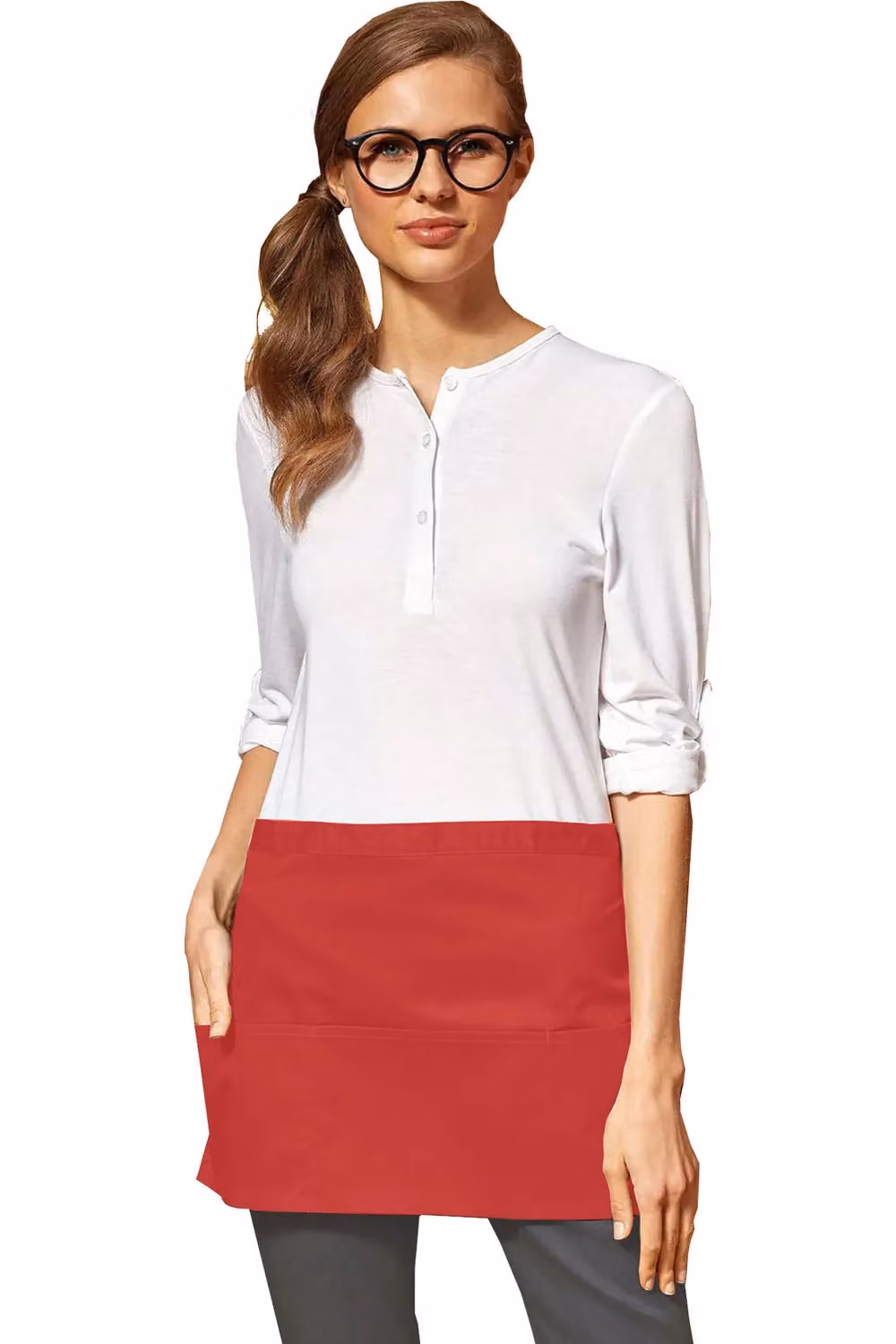 Premier Women's 3 Pocket Poly-Cotton Workwear Apron in Red – 2