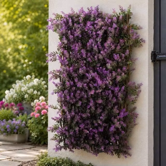 Marco Paul Artificial Flower Wall Trellis in Purple, W/H: 90 x 180 cm – 1