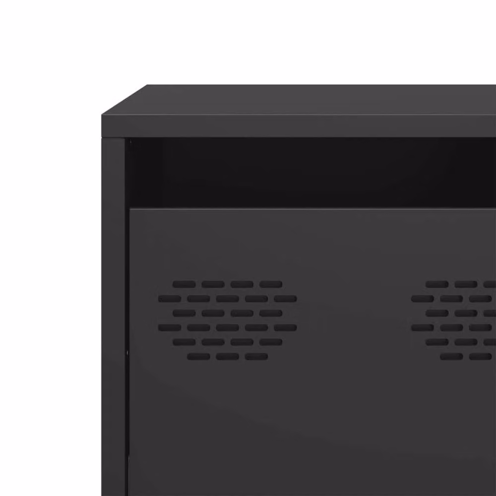 Berkfield Home Black Industrial TV Cabinet in Matt Cold-rolled Steel, W: 68 cm, D: 39 cm, H: 43.5 cm – 6