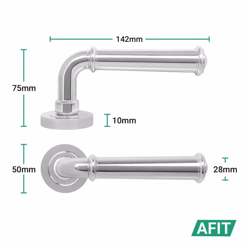 AFIT Polished Chrome Internal Lever On Rose Door Handle, Silver – 3