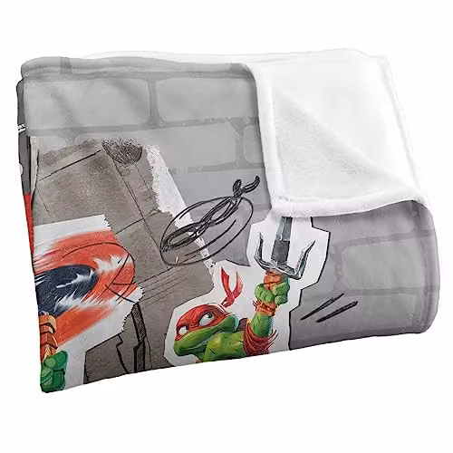 LOGOVISION Teenage Mutant Ninja Turtles Mutant Mayhem Heroes In A Half Shell Super Soft Fleece Throw Blanket, White, W: 152 cm, D: 127 cm – 2