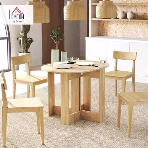 HOMCOM Modern Folding Drop Leaf Dining Table in Oak Brown, W/D/H: 76 x 76 x 76 cm – 2