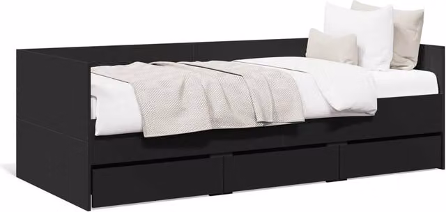 Berkfield Home Black Daybed with Drawers, Small Single, W: 75 cm, L: 190 cm – 1