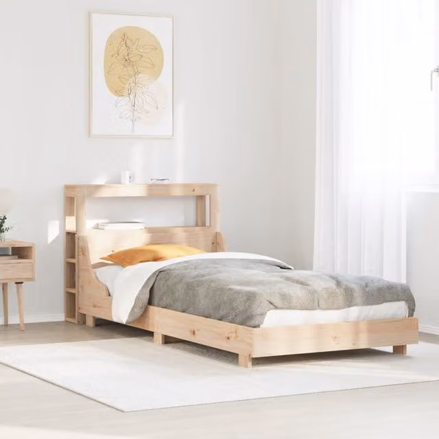 Berkfield Home Single Solid Wood Pine Bed Frame in Brown, W/D/H: 90 x 190 cm