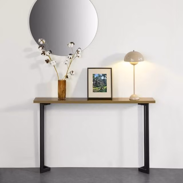 SoBuy Industrial Narrow Console Table in Light Oak and Black Metal