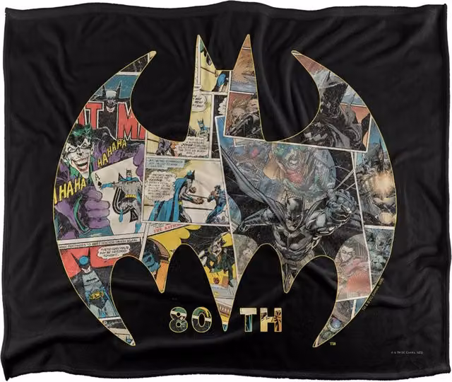 LOGOVISION Batman 80th Shield White Multicolour Fleece Throw Blanket W/D/H: 152 x 127 cm – 6