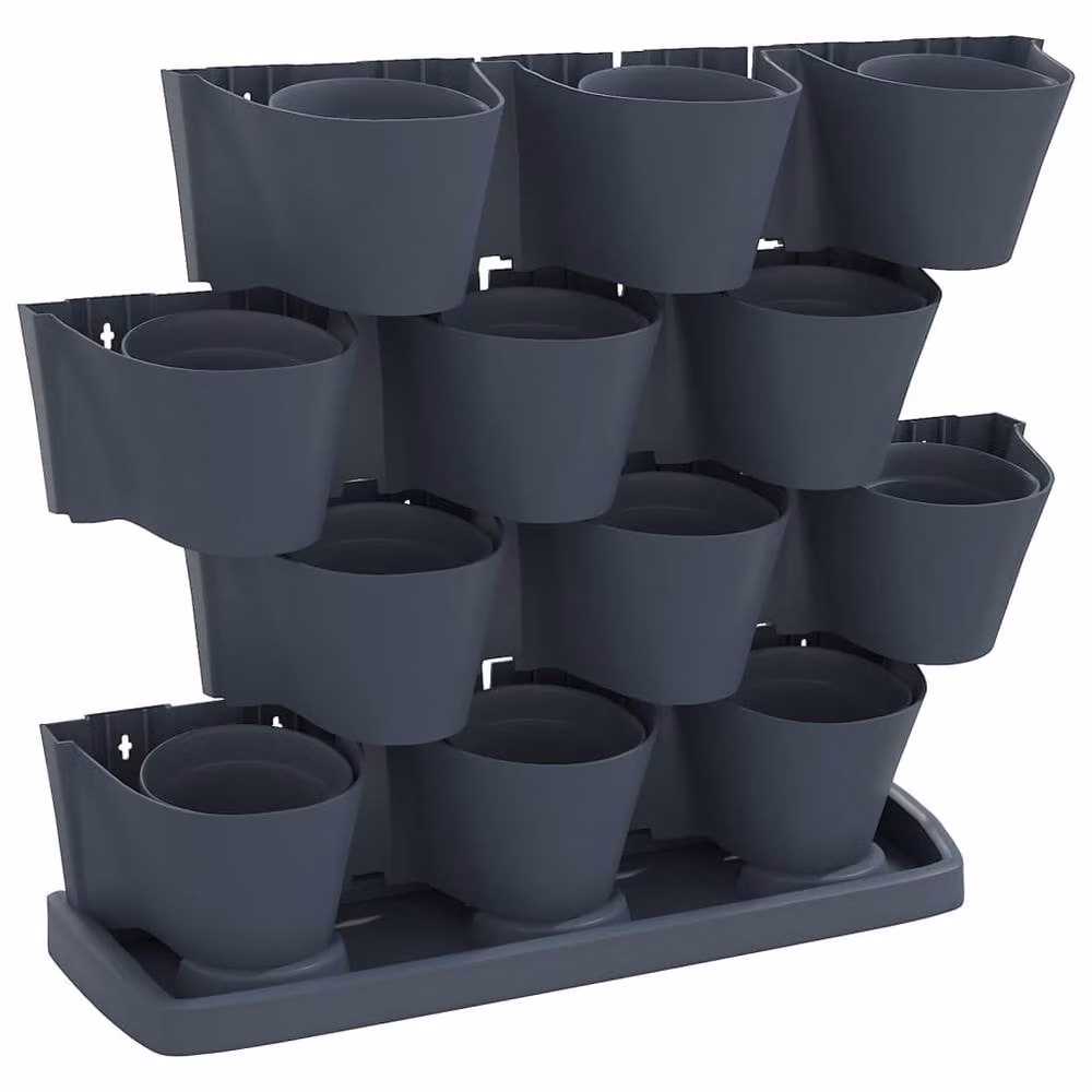 Berkfield Home 12 Piece Vertical Garden Planter Set in Anthracite and Black Polypropylene – 2