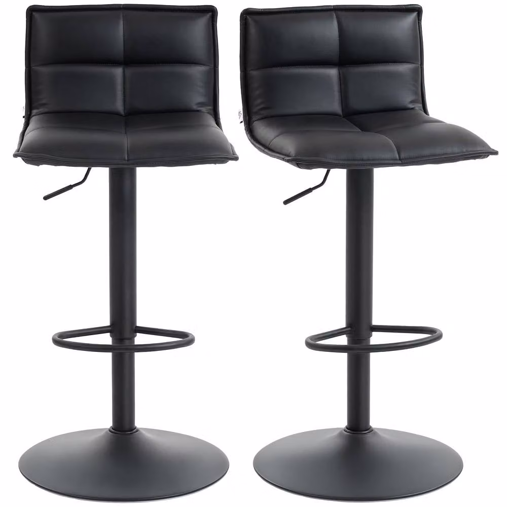 HOMCOM Set of 2 Modern Swivel Bar Stools in Black Metal – 2