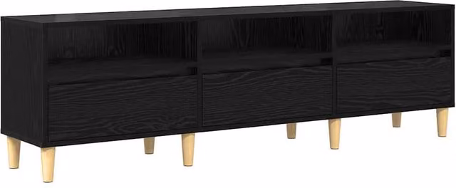 Berkfield Home Black Oak TV Cabinet, W: 150 cm, D: 45 cm, H: 45 cm – 1