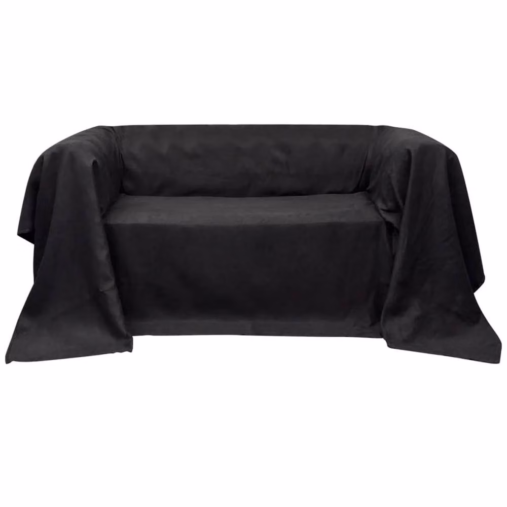 Berkfield Home Microfibre Couch Slipcover in Anthracite Black, W: 280 cm – 2