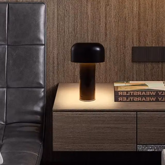 ExtraStar Mushroom Shape LED Desk Lamp, Dimmable and Rechargeable, Black