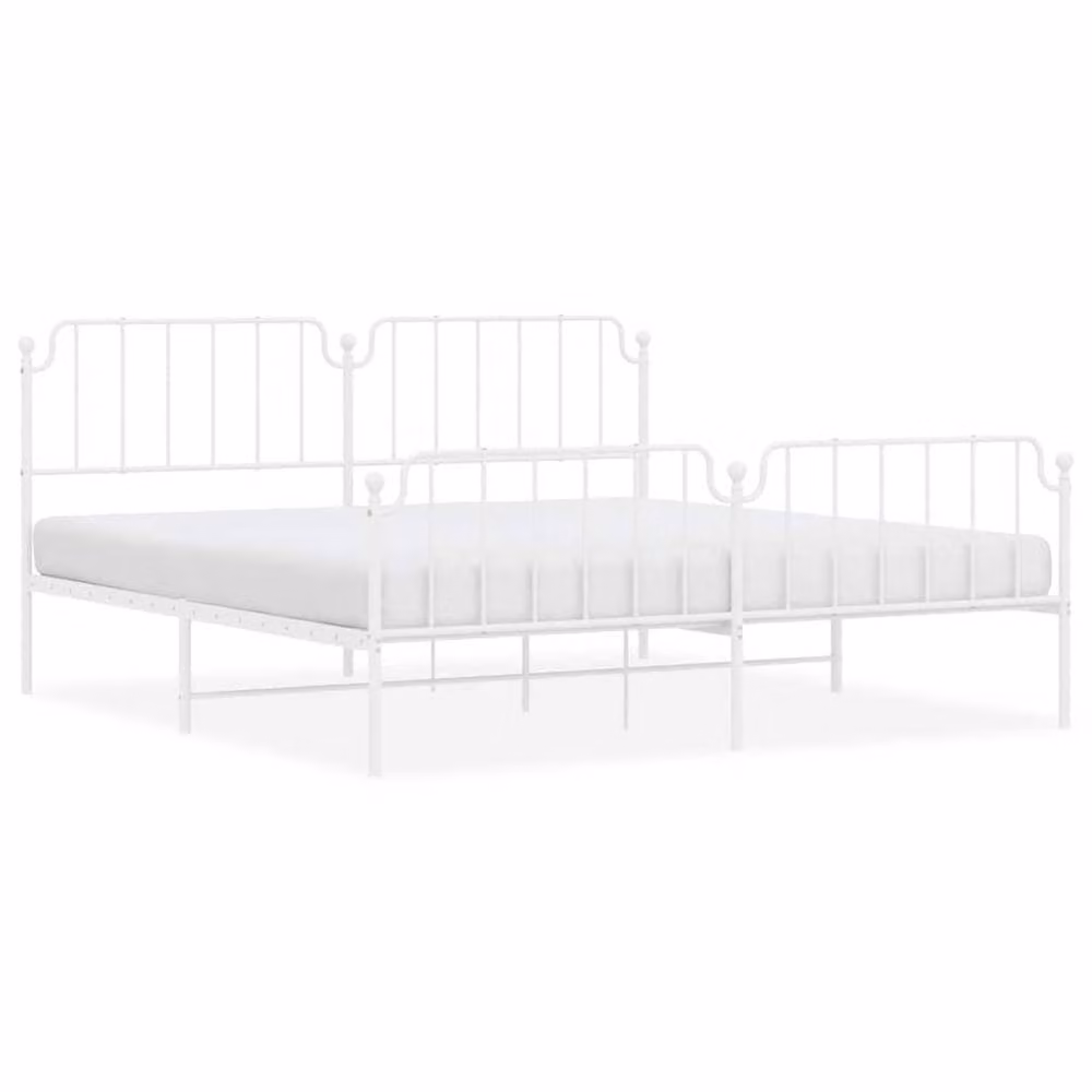 Berkfield Home Metal Bed Frame with Headboard and Footboard, White, W/D/H: 198 x 102 x 198 cm – 2