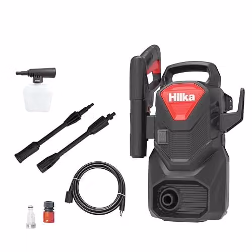 Hilka 1200W Pressure Washer with Foam Bottle, Black