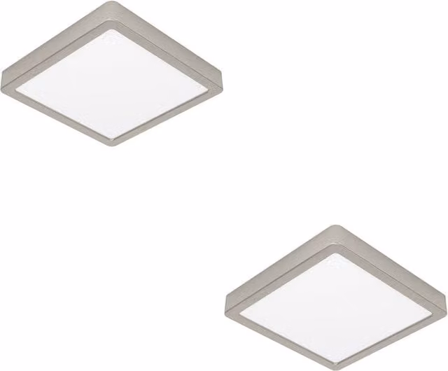 Loops 2 Pack Modern Square LED Ceiling Light in Silver Metal – 1