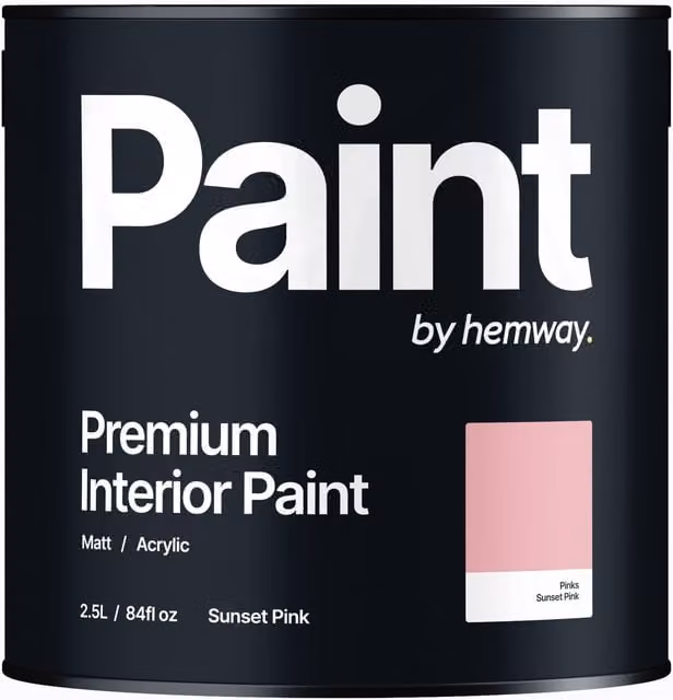Hemway Matt Acrylic Dispersion Interior Paint in Pink, 2.5 l