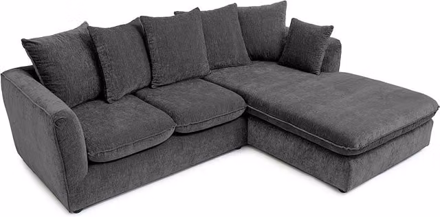 Abakus Direct Lucas Right-Hand Corner Sofa in Grey Velvet Chenille Fabric