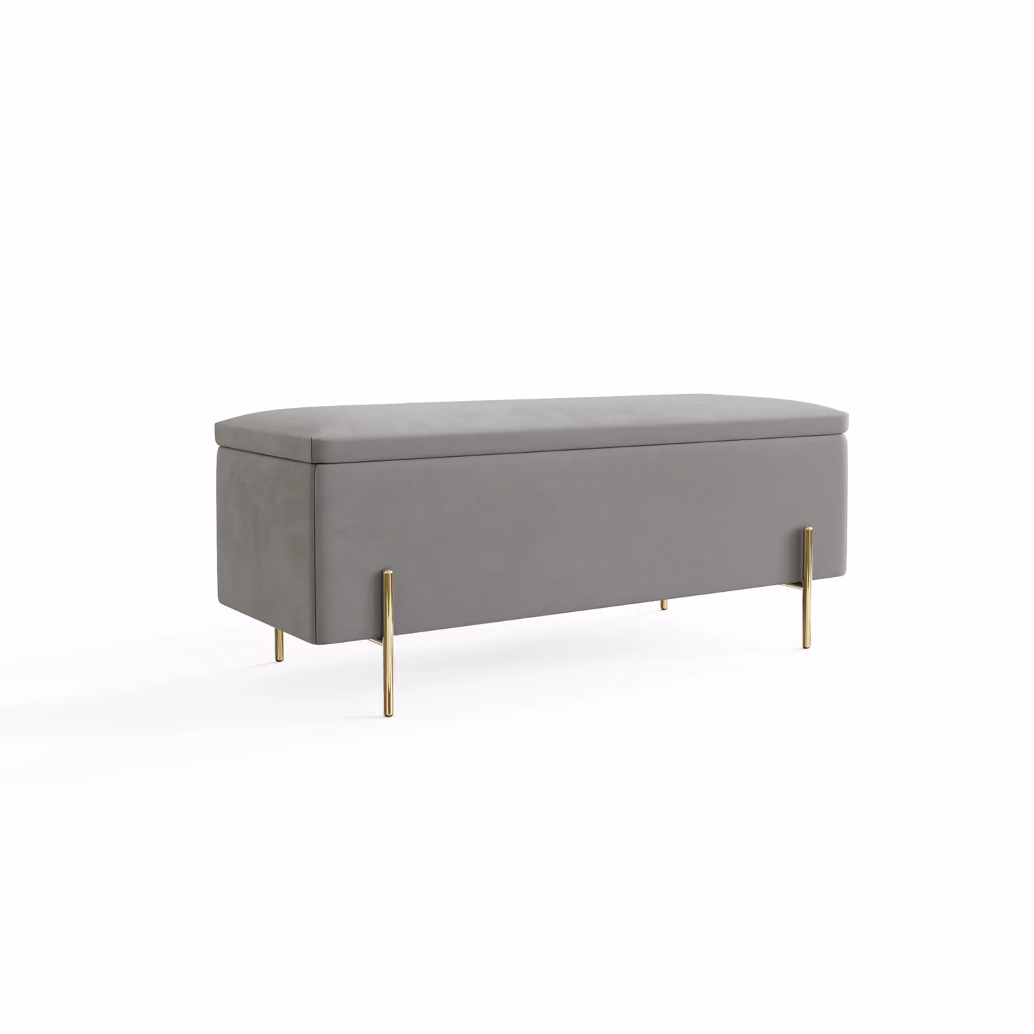 GFW Mystica Grey Velvet Storage Ottoman Bench with Gold Metal Frame – 3