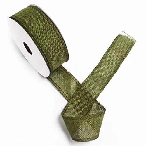 KDMD Natural Texture Christmas Ribbon, Green, W: 3.8 cm, L: 20 m – 1