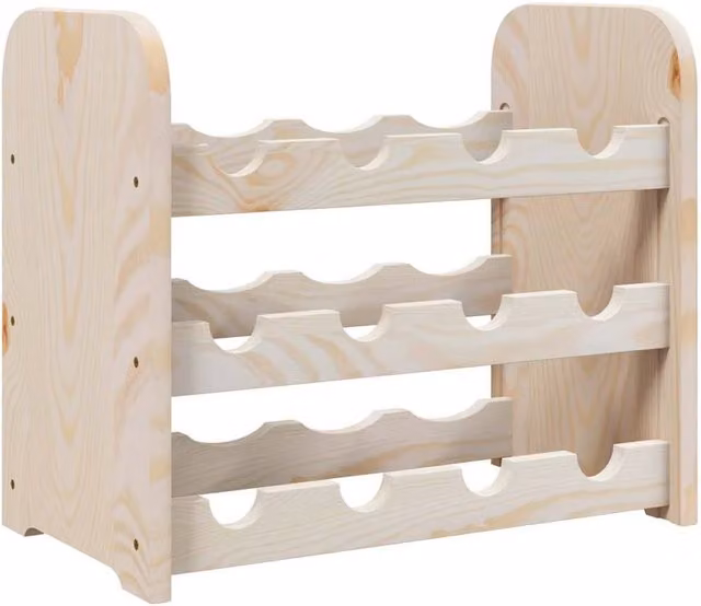 Berkfield Home Rustic Solid Pine Wine Rack in Light Sand, W/D/H: 43 x 25 x 37 cm – 1