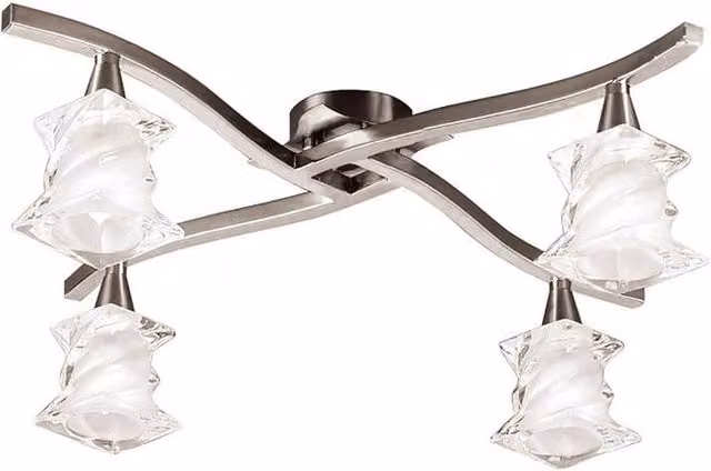 Netlighting Salomon 4 Light G9 Ceiling Lamp in Polished Chrome and Grey Glass