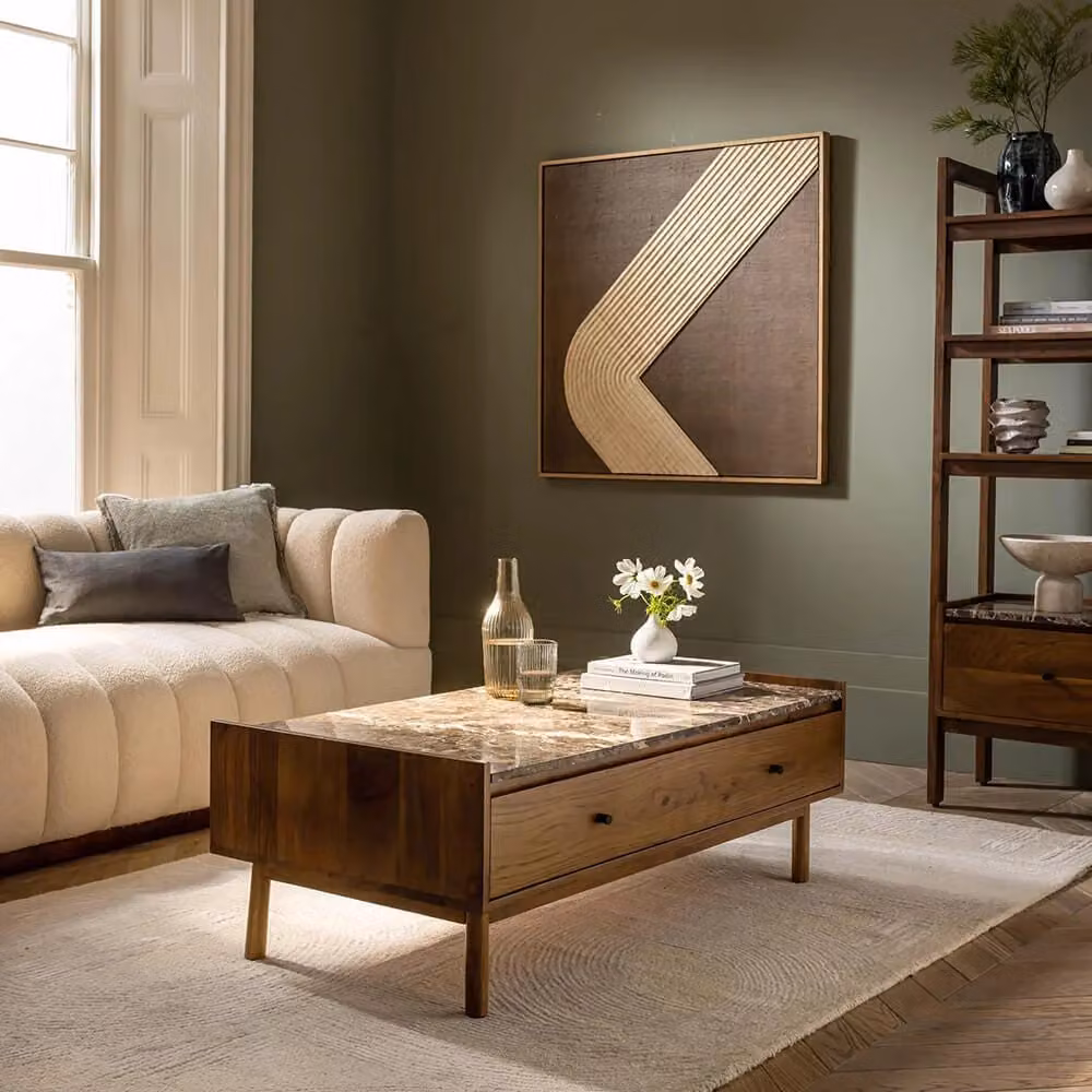 Atkin and Thyme Brera Marble Coffee Table in Brown