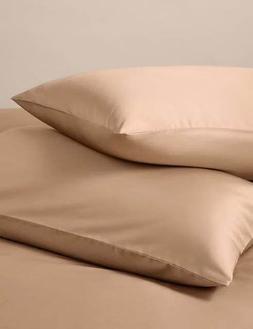M&S 2 Pack Egyptian Cotton 400 Thread Count Silky Pillowcases in Beige