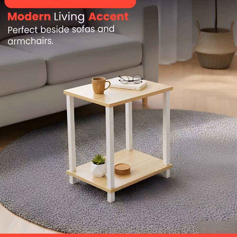 KORVIXA Beige Wood Side Table, Coffee Table or Bedside Table, W/D/H: 40 x 48 x 30 cm – 3