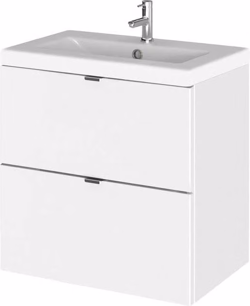 Balterley Alrewas 2 Drawer Wall Hung Vanity Basin Unit, Gloss White, W: 50 cm – 1