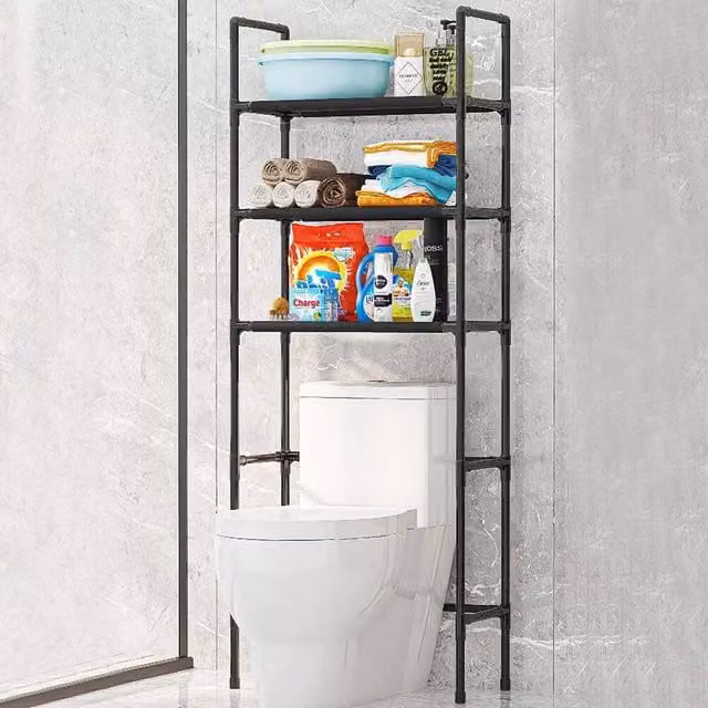 KORVIXA Black Over The Toilet Storage Rack Cabinet W/D/H: 50 x 50 x 80 cm – 1