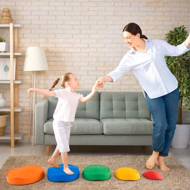 Costway 5-Piece Multicolour Plastic Kids Stepping Stones for Sensory and Balance Play