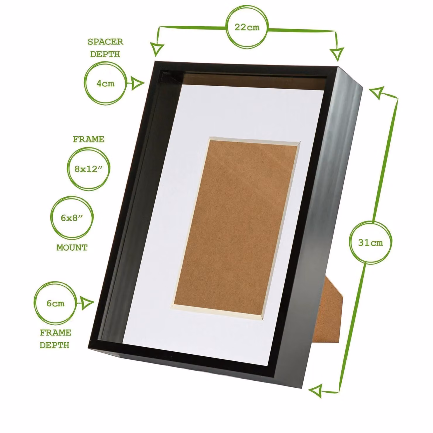 Nicola Spring Black A4 3D Deep Box Frame with A5 Mount – 4